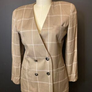 Vintage Michelle Stuart Plaid Tan Blazer
